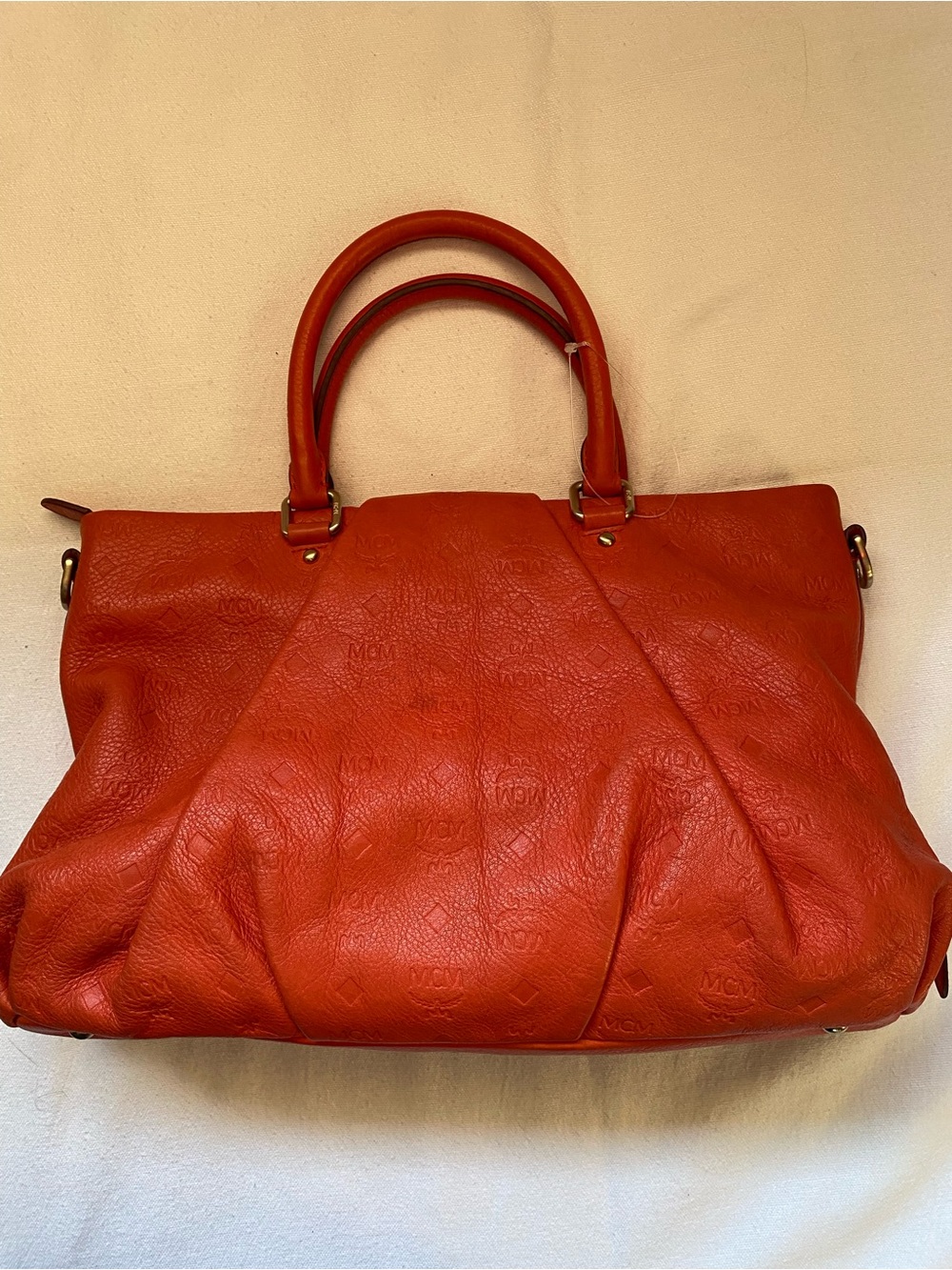MCM Red Leather Double-Handle Satchel - Picture 3 of 7